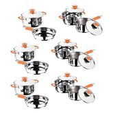Kuber Steel Cookware Set (Pack of 4): Induction Cookware with Heavy Gauge | 1.4L Saucepan, 2.0L Kadai, 2.5L Casserole, 1L Frypan
